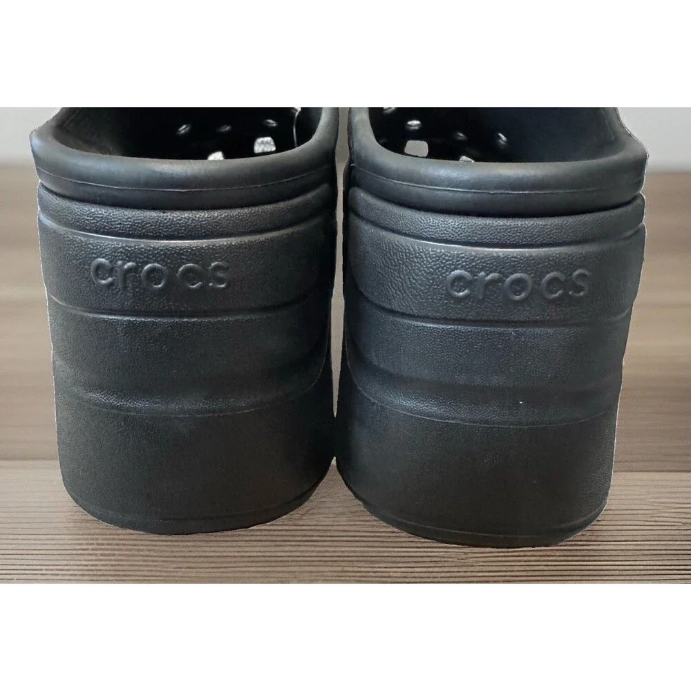Crocs Siren Clog Men 10 Women 12 Black Platform Heeled Mule 208547-001 Shoe **